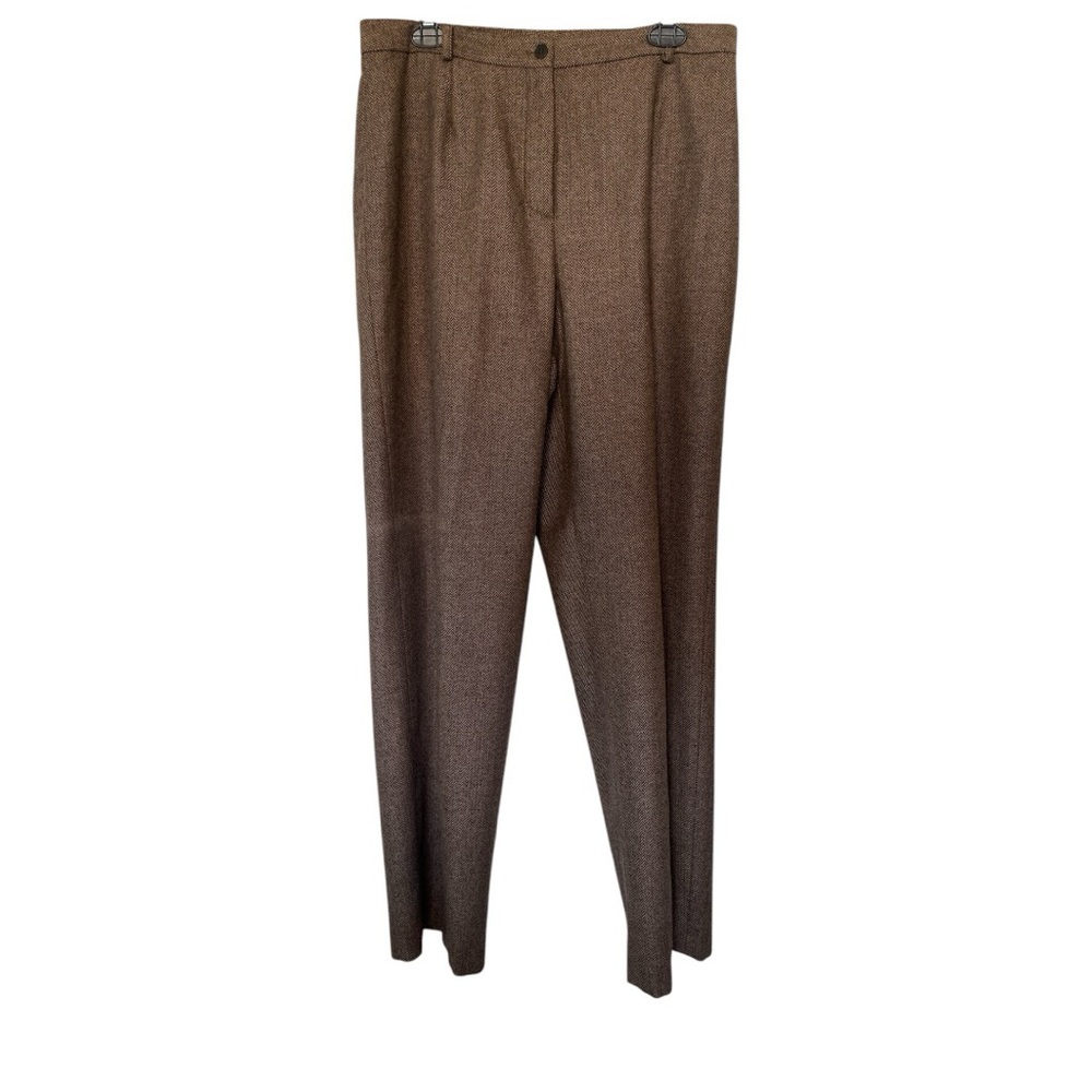 Neiman Marcus Wool Blend Tweed Herringbone Trouser Pants